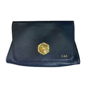 Draper James Minnie Clutch Crossbody Bag No Strap/Chain CAS Minimalist Navy/Gold